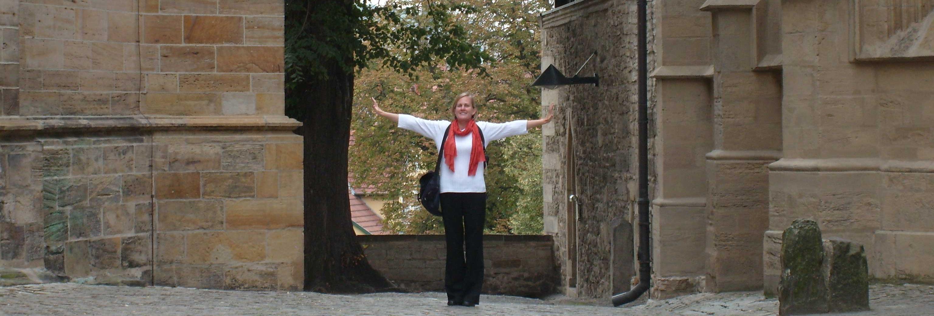 Ann with arms outstretched
