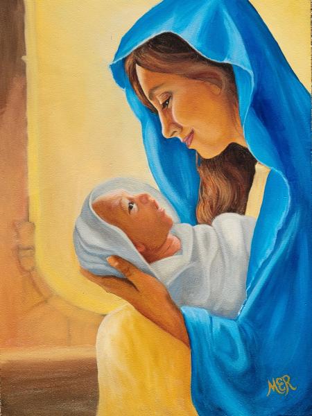 Mary looking at Jesus